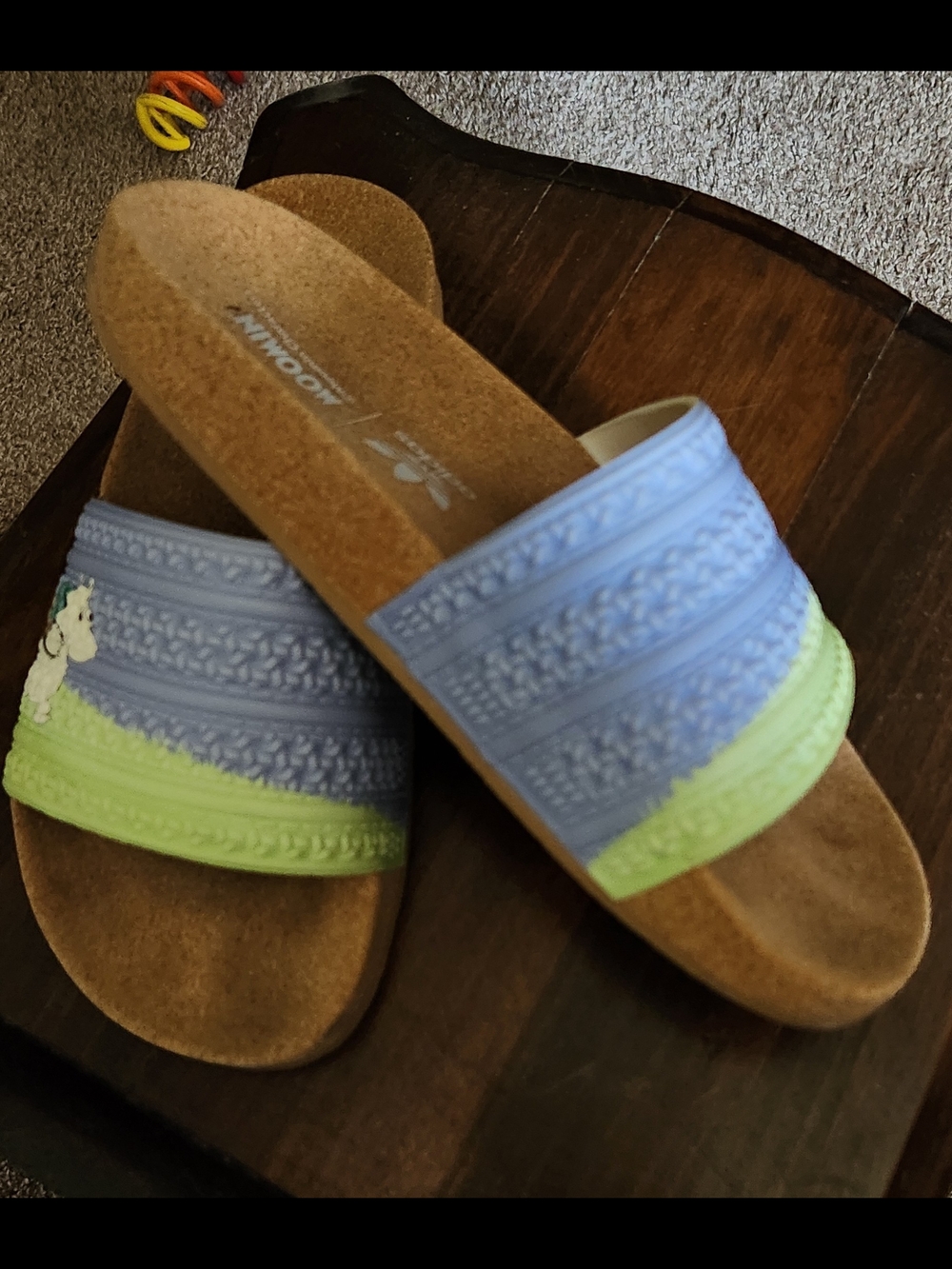 adidas x Moomin Lavender & Lime Slide Sandals Womens Size 5 - Picture 2 of 5
